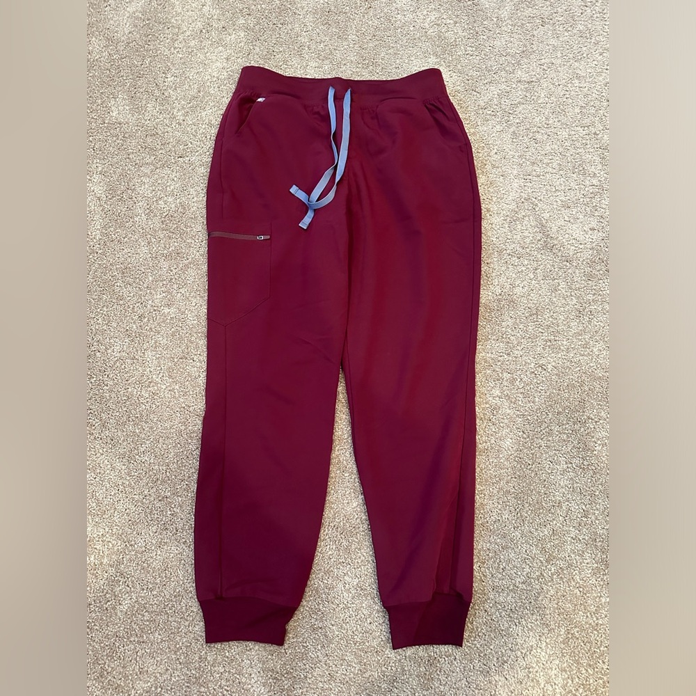 maroon figs scrubs joggers